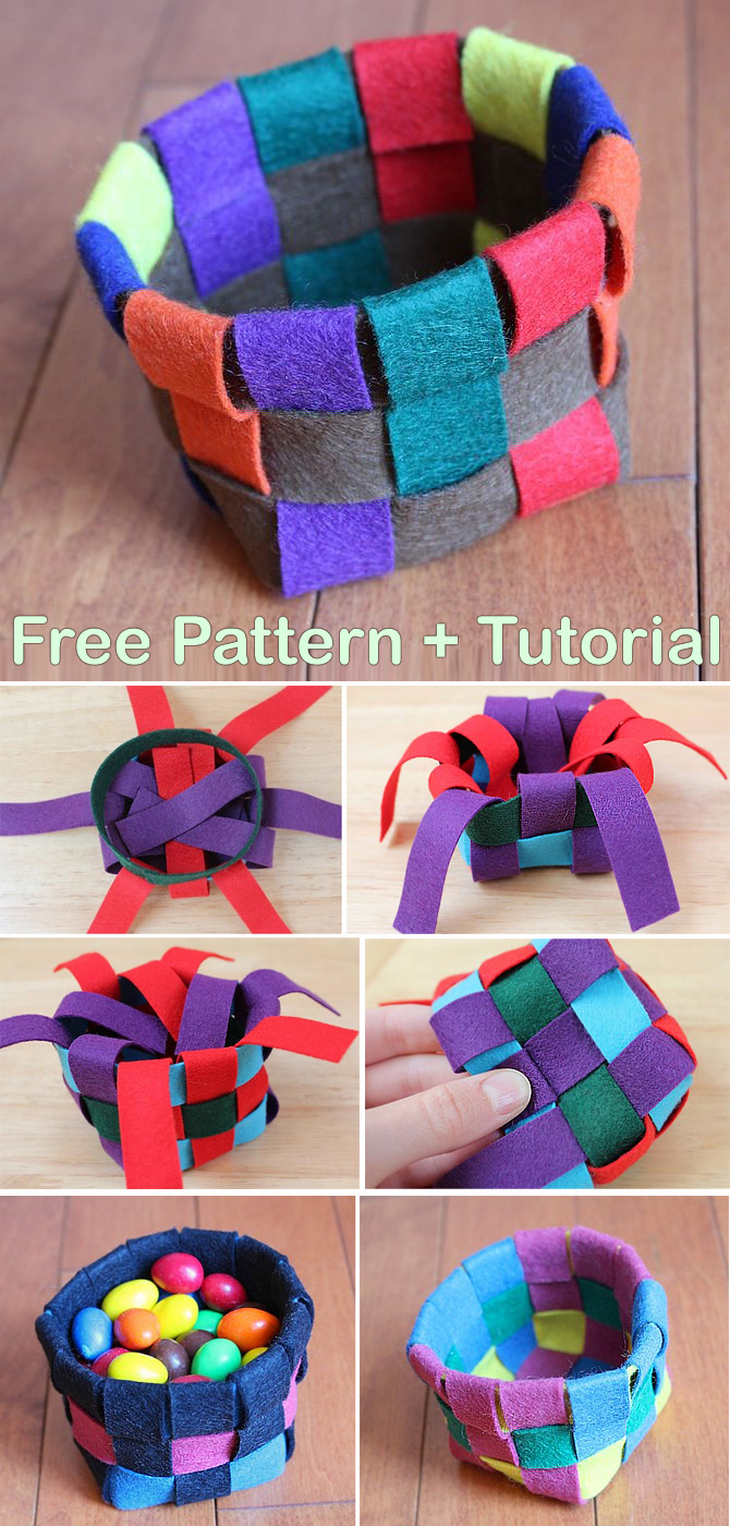 Woven Felt Basket Tutorial & Pattern