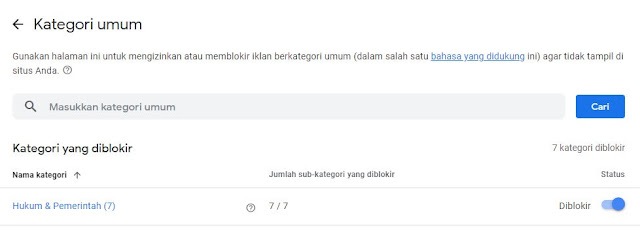Blokir iklan hukum pemerintahan Cara Meningkatkan CPC dan RKT Google Adsense