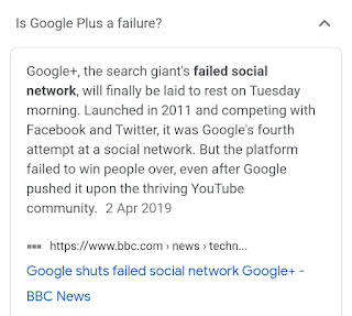 Google Plus dihentikan pada 2 April 2019