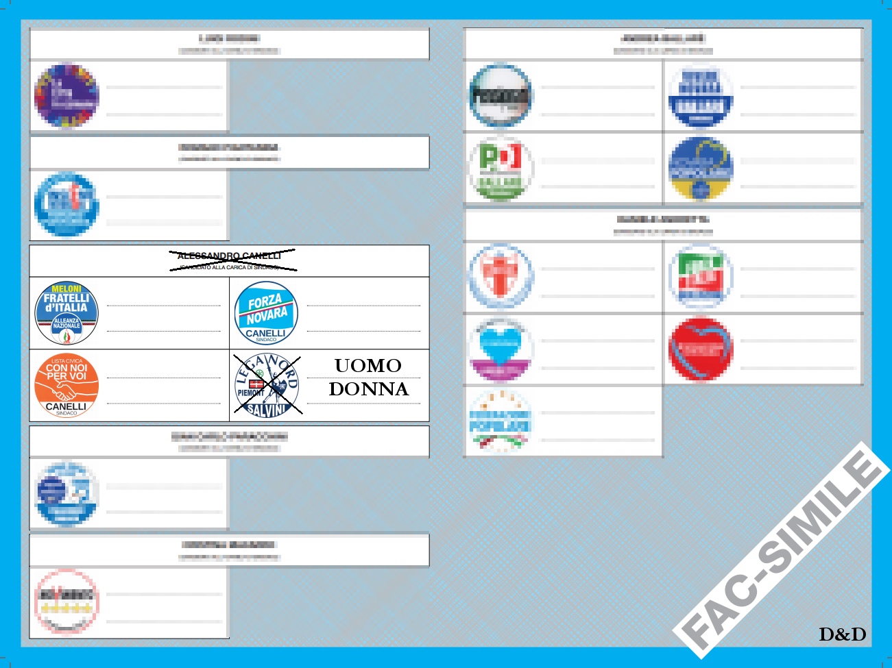 Elezioni Comunali 2016 Esempio di Voto elezioni Comunali NOVARA 2016