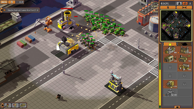 Screenshot of a base being attacked in 8-Bit Armies