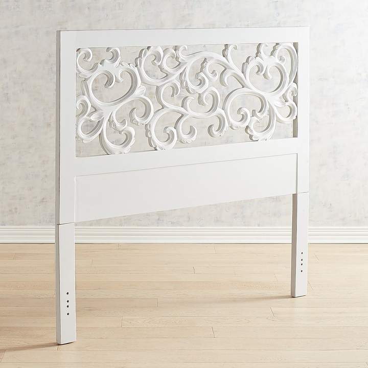 New Bedroom Shop Maisie HandCarved Whitewashed Queen Headboard by