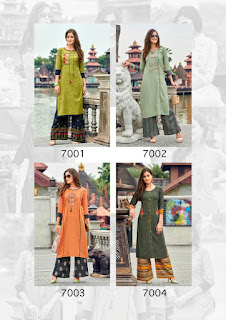 Sawan Creation Dani Vol 7 Reyon Kurtis With Palazzo Collection 