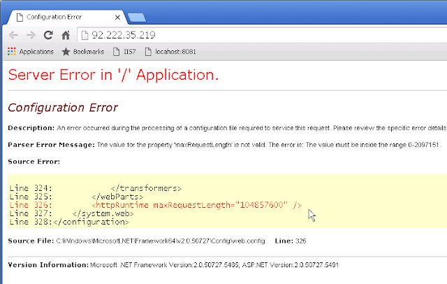 ASP.NET C#: ASP.NET Configuration Error - Server Error in '/' Application