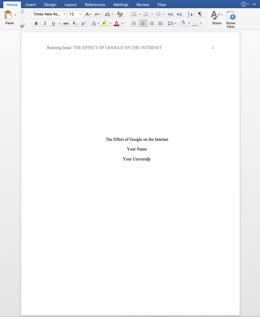 Running title example collage template