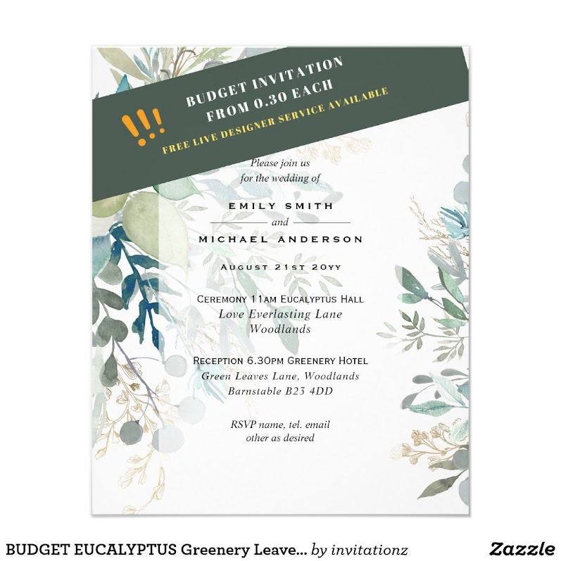 Cheapest Wedding Invitations Online Low Cost Budget Greenery Themed 2022