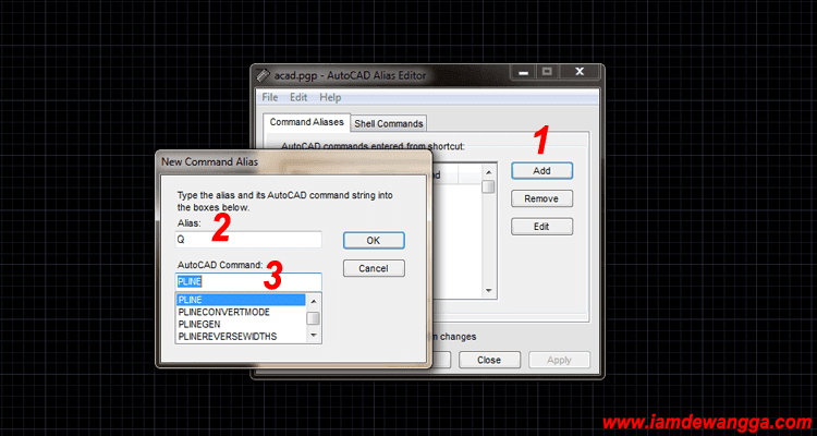 Menambahkan Command Aliases Shortcut AutoCAD Menambahkan Command Aliases Shortcut AutoCAD