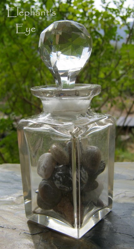 Stones collected in a glass jar