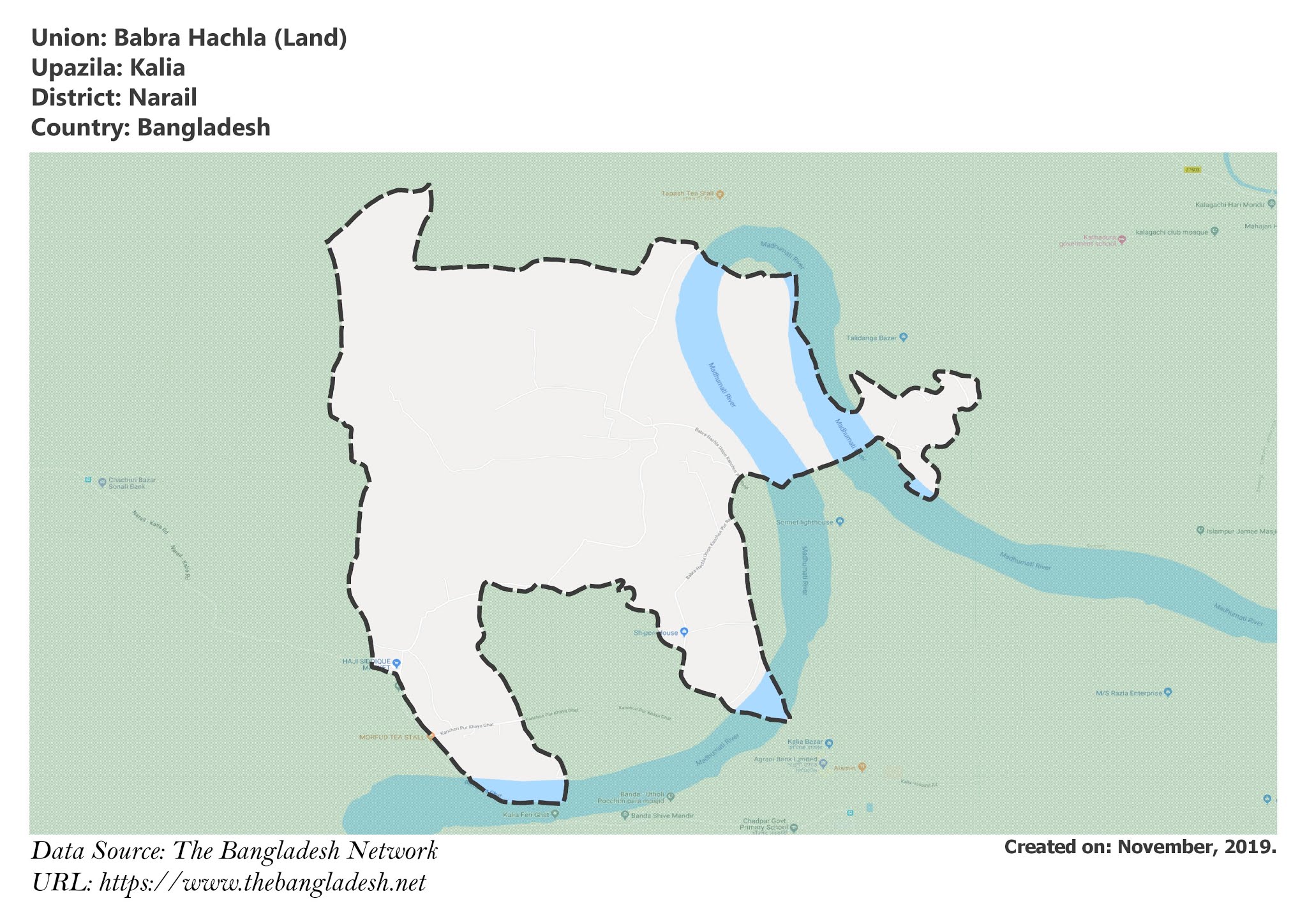 Map of Babra Hachla of Narail, Bangladesh.