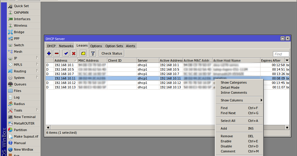 Dhcp сервер mikrotik. Dhcp lease.
