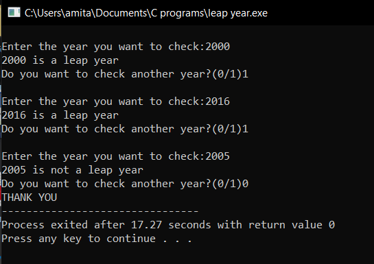 C program to check leap year