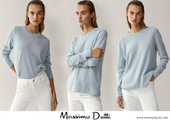 Kate Middleton in Massimo Dutti cashmere crew-neck sweater aquamarine