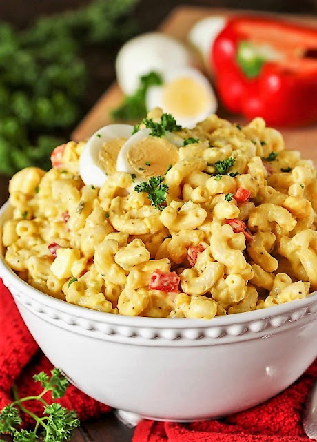 Classic Amish Macaroni Salad Image ~ An old-timey favorite. And it's a classic favorite for a reason ~ because it's just plain good. With it's characteristicly sweet creamy dressing, this macaroni salad is simply perfect for potlucks, backyard barbecues, and pretty much any everyday meal!