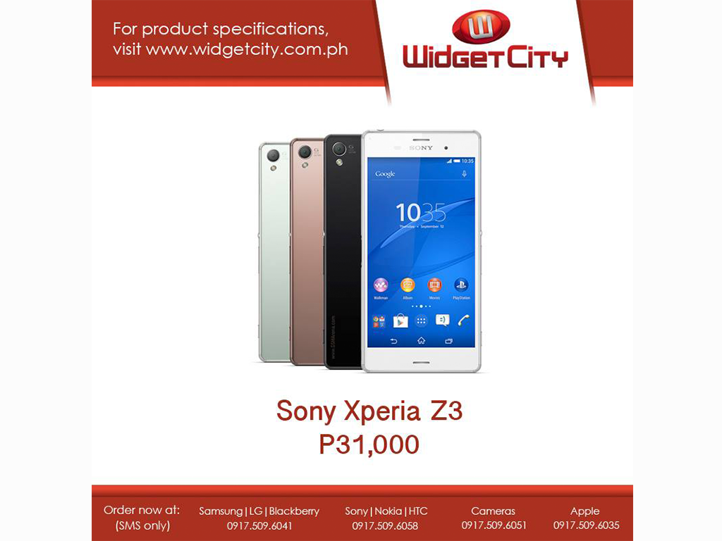 Sony Xperia Z3 Now Available at Widget City, Priced at Php 31K