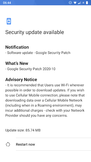 Nokia 8 receiving October 2020 Android Security patch
