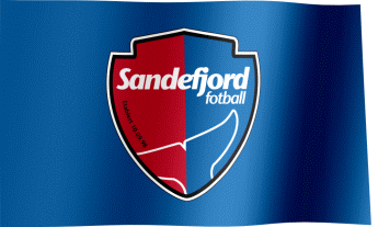 The waving flag of Sandefjord Fotball with the logo (Animated GIF)