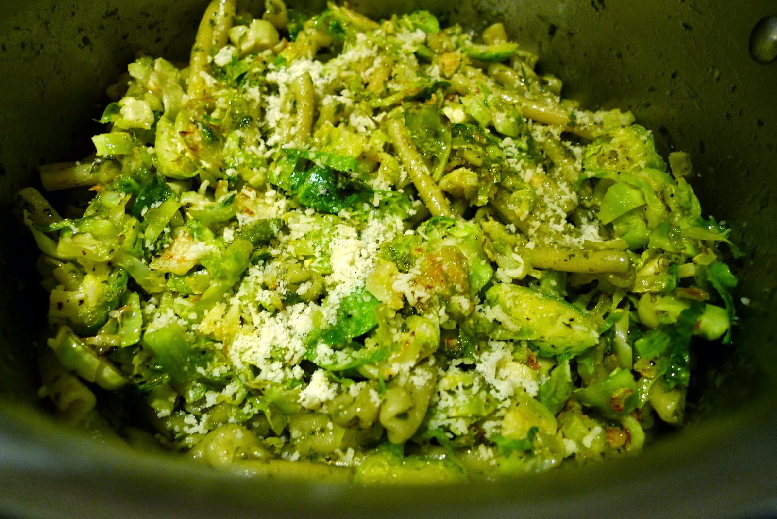 siriously delicious Brussel Sprouts and Pesto Pasta