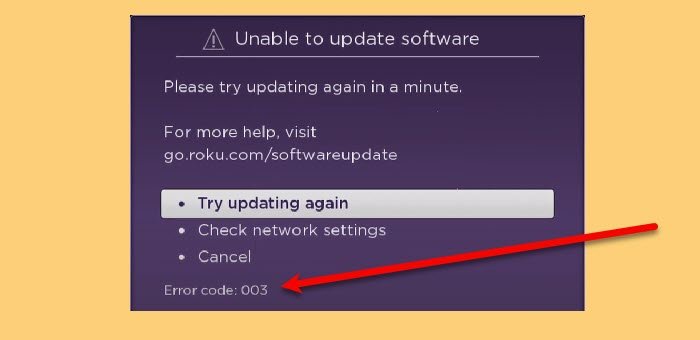 Arreglar los códigos de error de Roku 003 y 0033