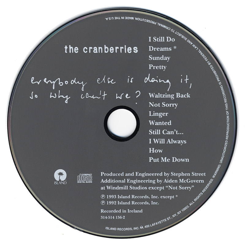 Encarte The Cranberries Everybody Else Is Doing It, So Why Can't We
