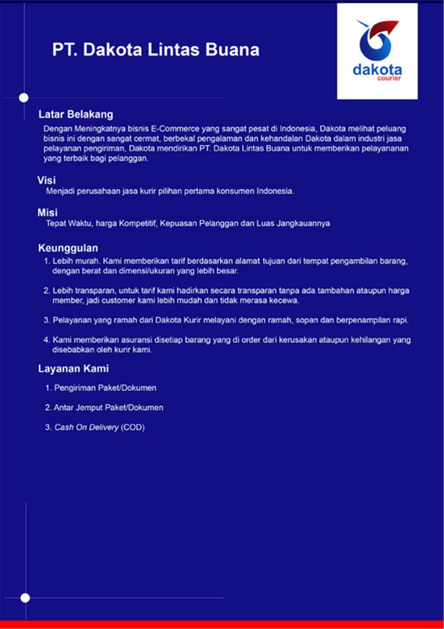 Dakota Cargo Pedoman Pengiriman