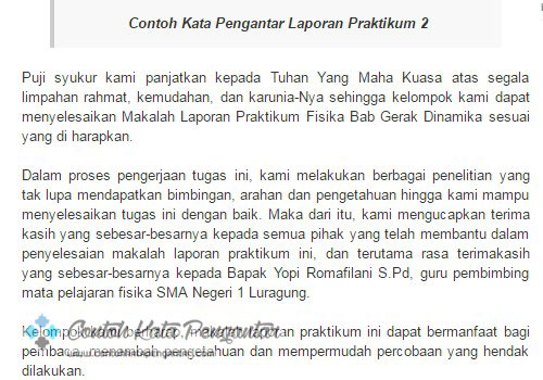 Contoh Kata Pengantar Laporan Praktikum Contoh Kata Pengantar