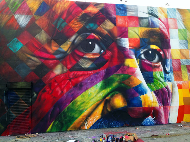 Street Art Portrait Of Einstein By Eduardo Kobra In Los Angeles, USA. close up