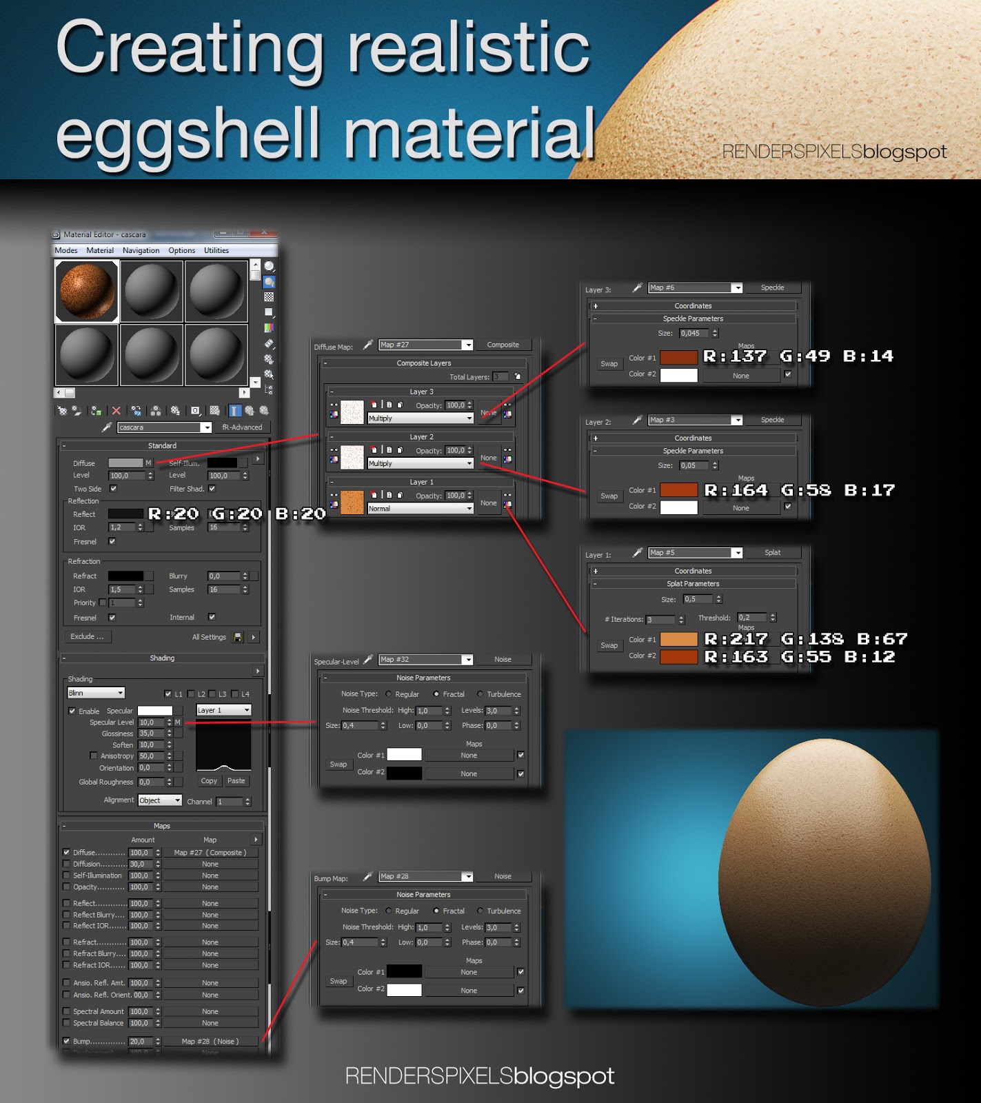Renders & pixels Creating Realistic Eggshell Material