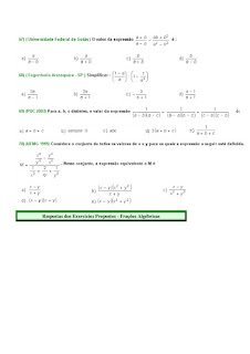 frações algébricas exercicios com respostas
