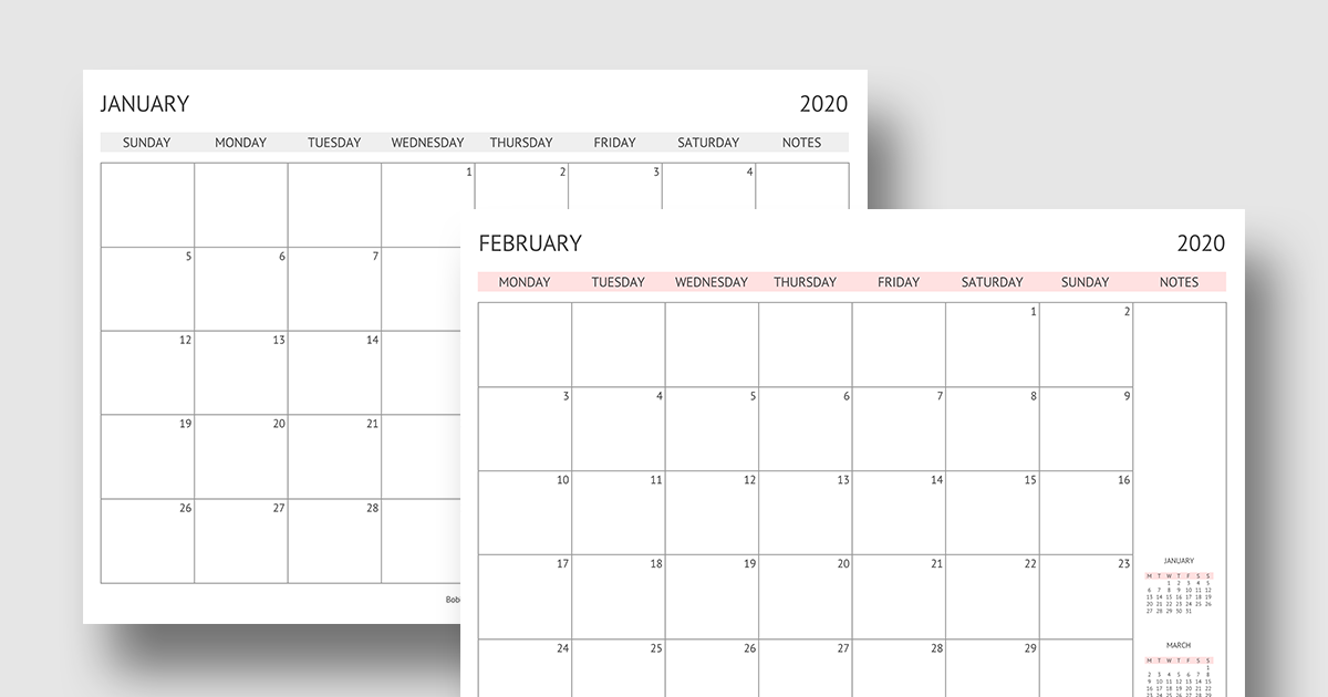 Free Printable Monthly Planner 2020 Template In Pdf Word
