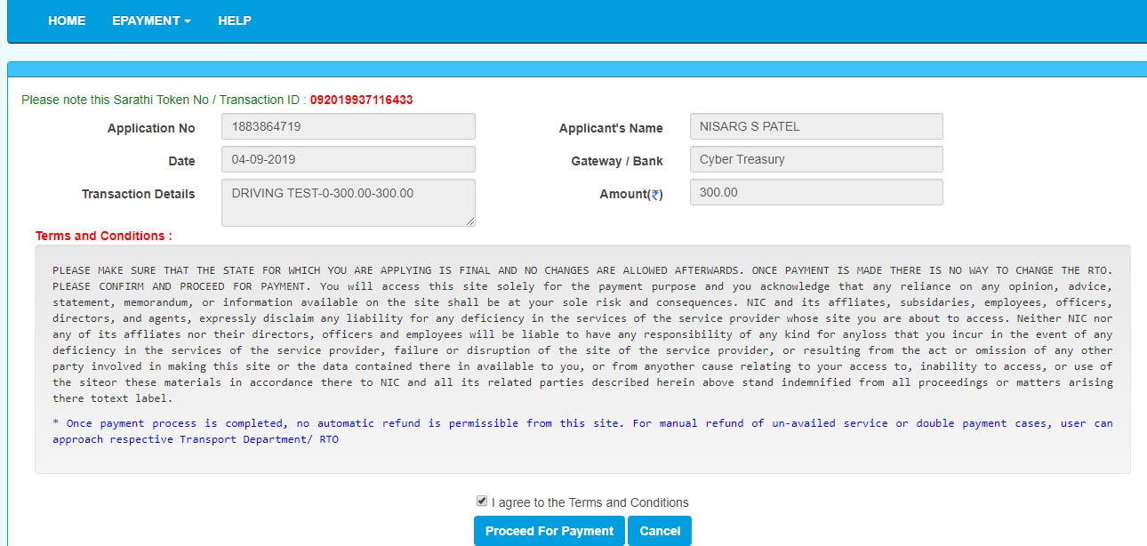 [ Retest ] Driving Licence Retest Appointment Payment Sarathi Parivahan