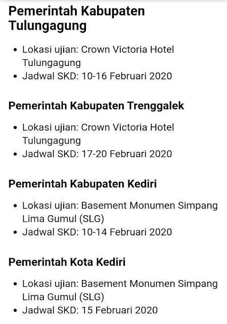Jadwal dan lokasi Test SKD CPNS 2019 setiap Kabupaten di Jawa Timur