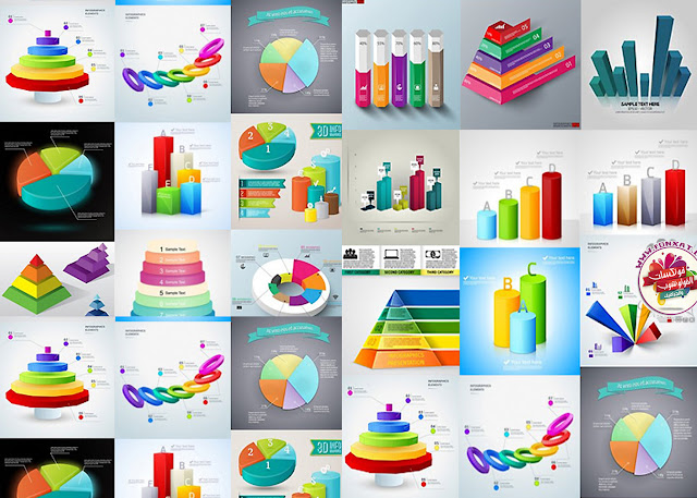 Download images of three-dimensional vector infographic charts