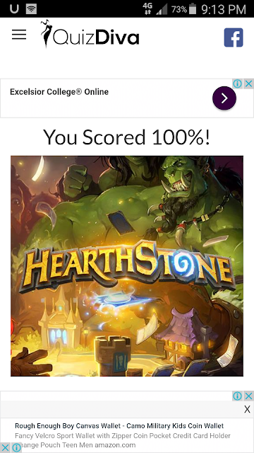 HearthStone Quiz 100% Score