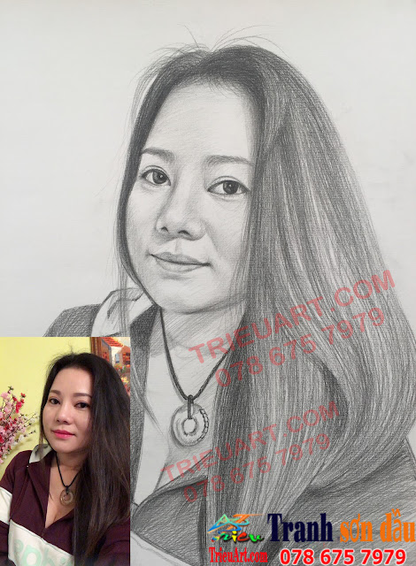 vẽ chân dung chì tặng người yêu