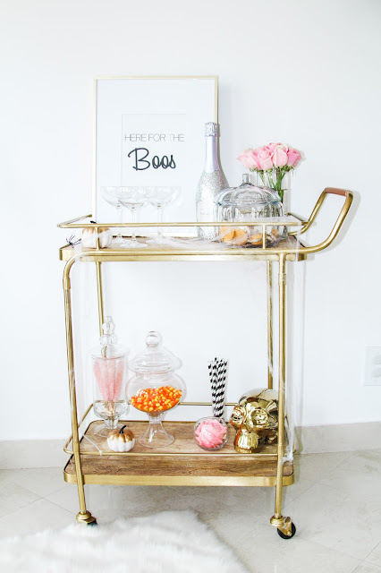 Glam Pink Fall Bar Cart Ideas by The Celebration Stylist