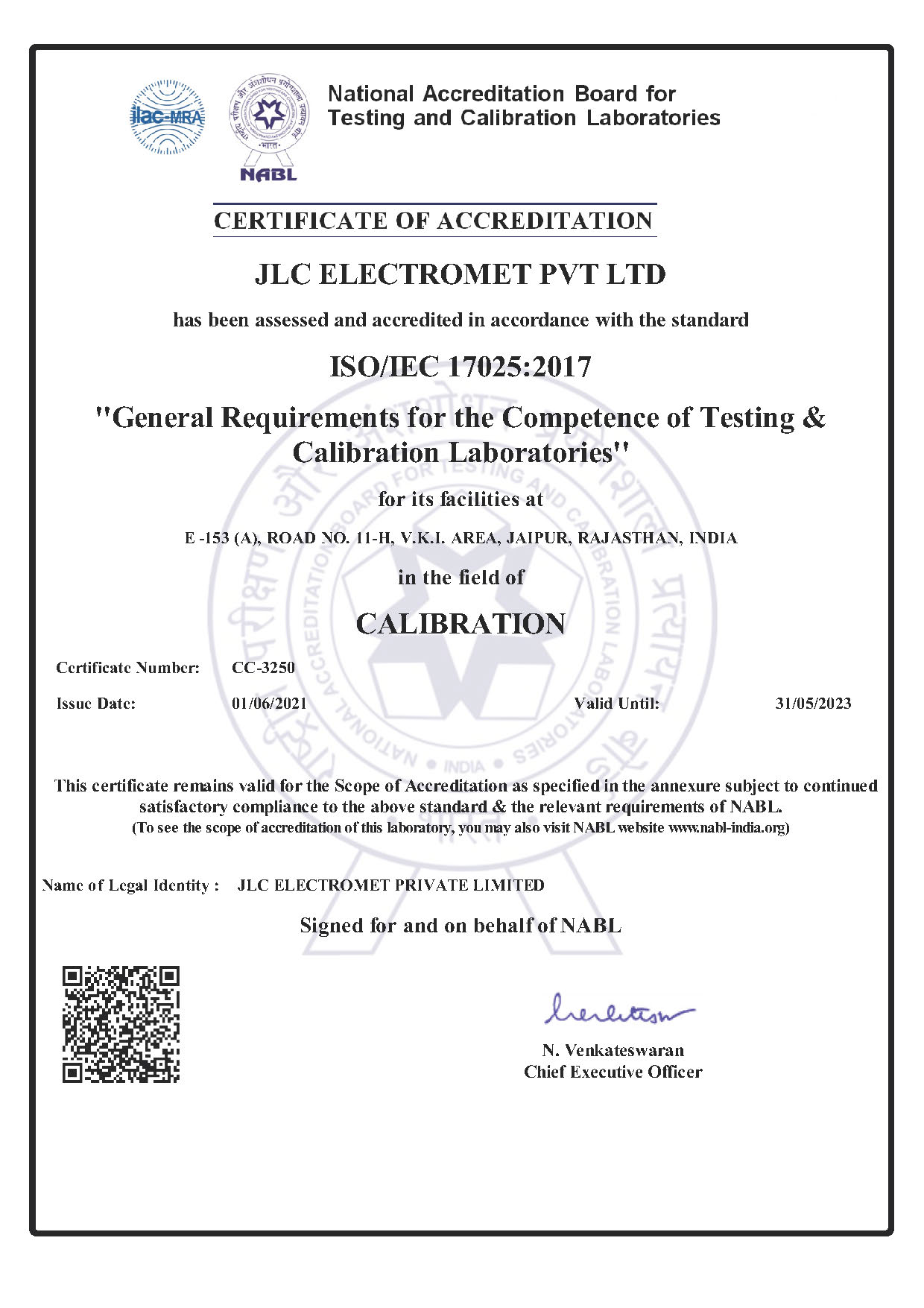 JLC Thermocouple lab is now NABL Accredited