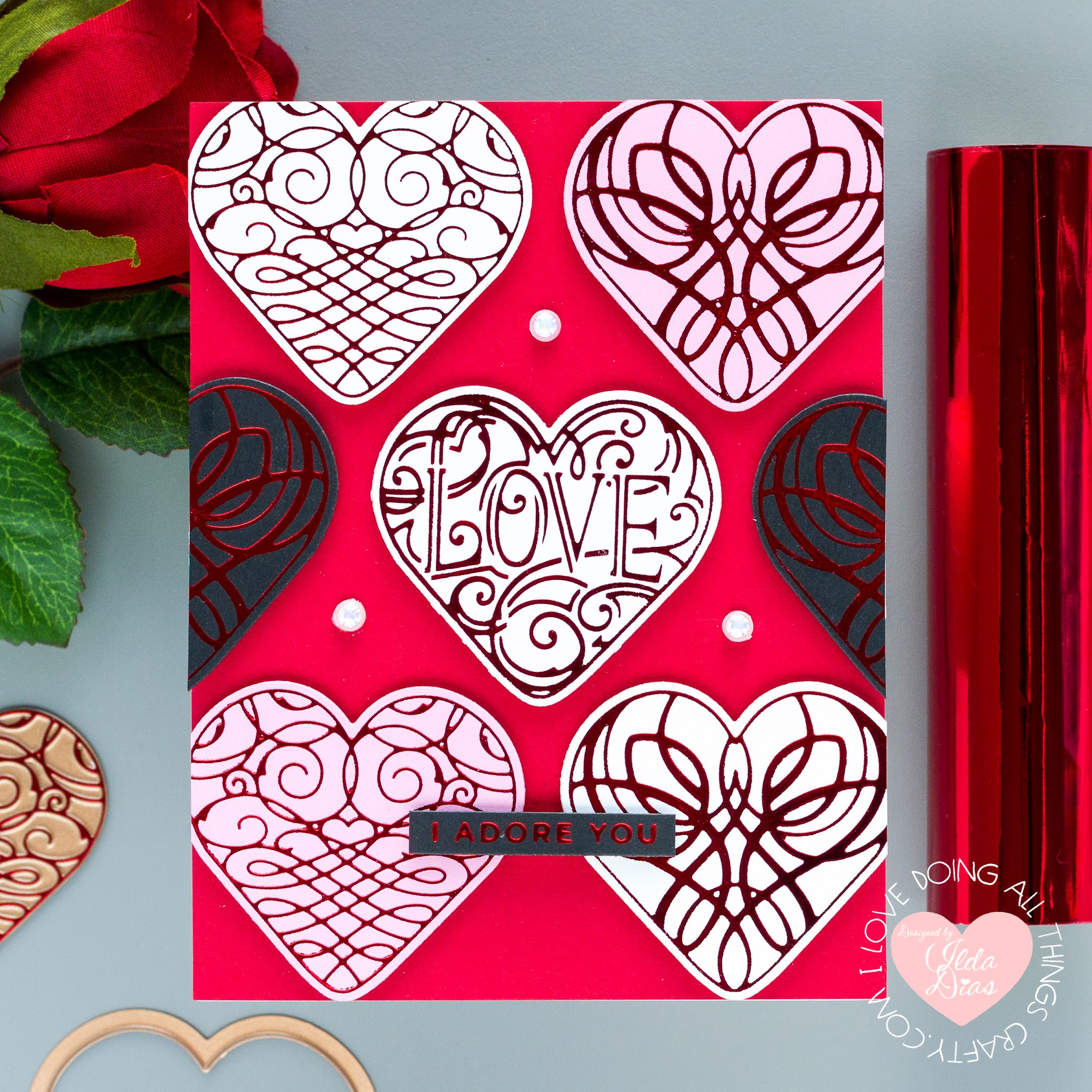 FANCY LAND Valentines Cards with Envelopes 12 Foil Heart Cards Blank Inside  Glitter Embellishment