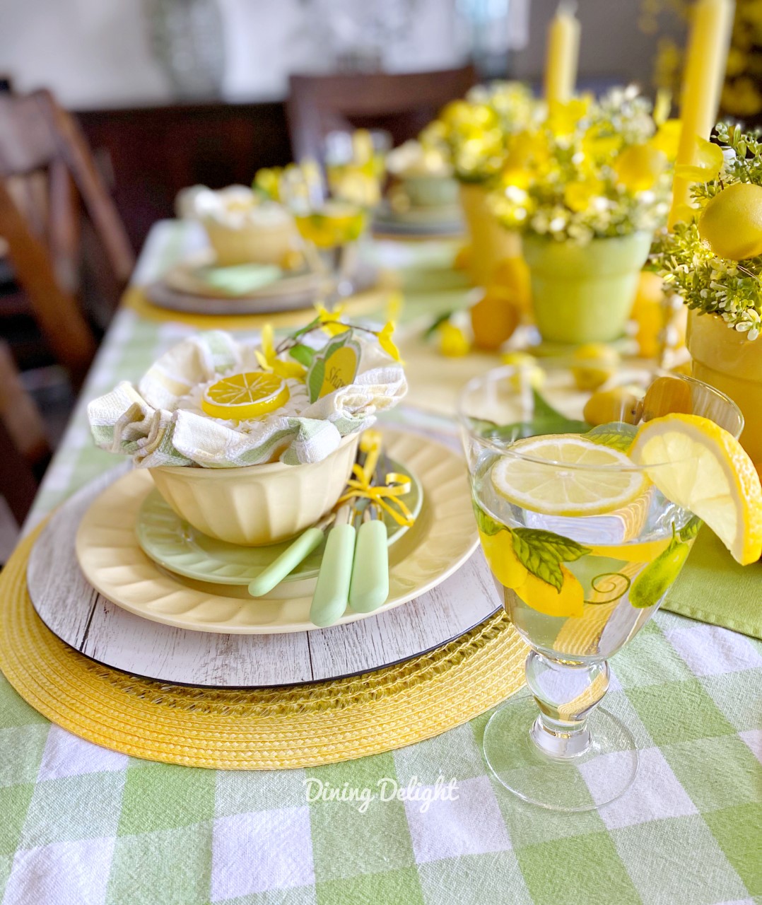 Dining Delight Mother's Day Lemon Themed Tablescape