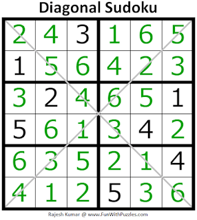 Diagonal Sudoku (Sudoku for Kids #1) Answer