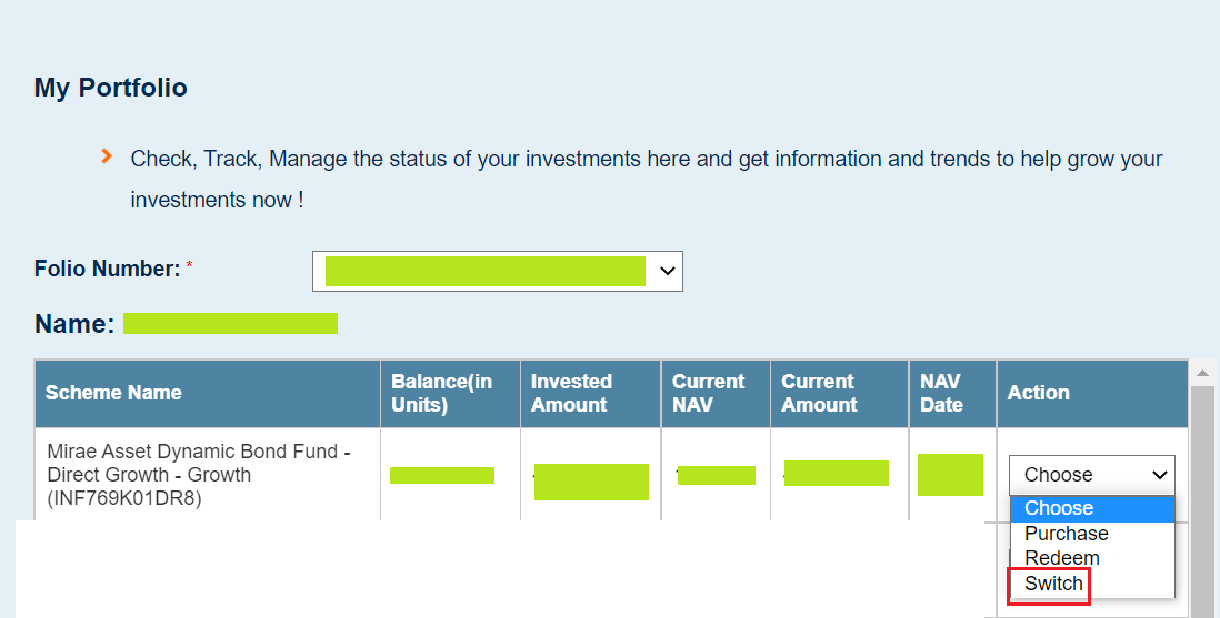 How To Online Switch Funds In Mirae Asset Mutual Fund FINANCE guru