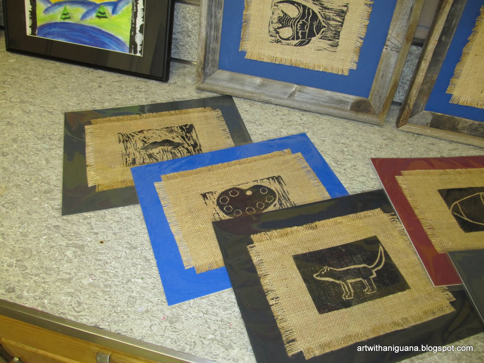 Brink Art Block Printing on Burlap