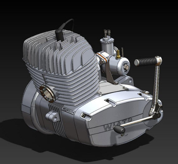 3D Model W2A SHL M11 Polish motorcycle Engine 2T / for free downlads