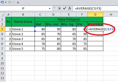 rumus excel mencari rata rata un