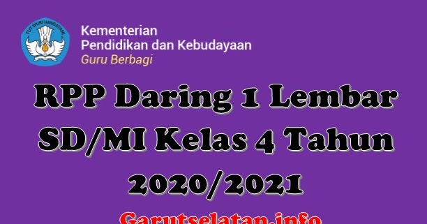Rpp Daring 1 Lembar Sd Mi Kelas 4 Semester Ganjil Genap Revisi 2020 2021