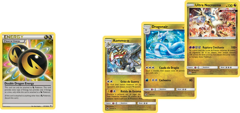 Mini Lote de Cartas Pokémon Tipo Dragão Fada e Treinador