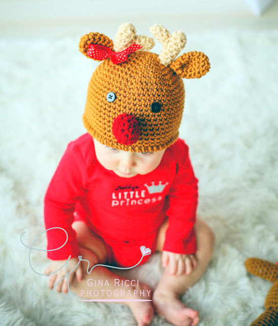 Christmas baby reindeer hat Crochet pattern