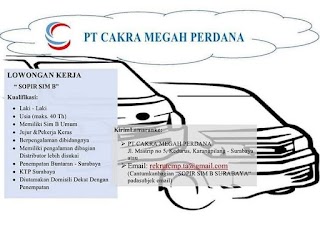 Supir SIM B di PT Cakra Megah Perdana