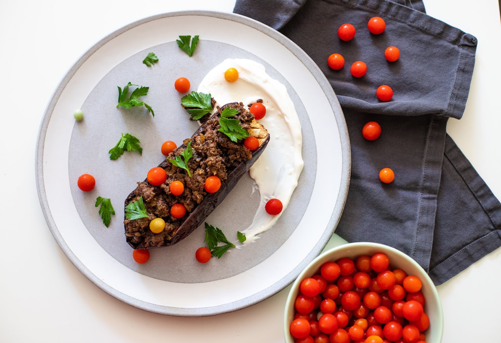 Eggplant with Ground Beef & Yogurt Sauce