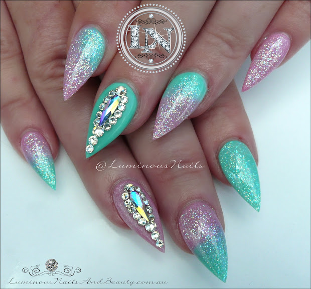 luminous nails shimmery pink &
