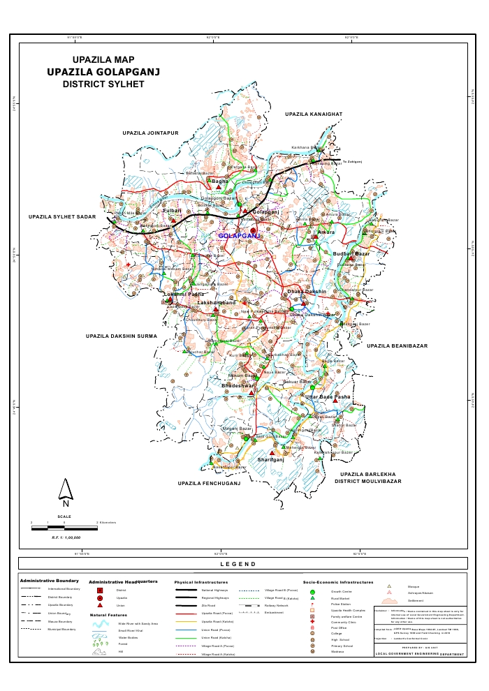 Golapganj Upazila Map Sylhet District Bangladesh